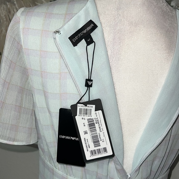 NWT EMPORIO ARMANI V-Neck Check Print Chiffon Dress Sz 42 (US 6) - Picture 13 of 16